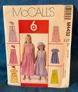 McCalls Pattern Girls Dresses and Hat Sz 10 12 14 M4432 MAP - Picture 1 of 4