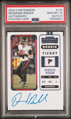 2022 Panini Contenders #114 Desmond Ridder Rookie Ticket RC Card Auto PSA 10 - Image 1 of 2