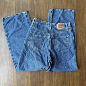 Levis High Waisted Straight Leg Jeans Womens 28 Blue Denim Hemp Cotton Pants - Picture 1 of 16