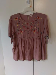 Jodifl  Antropologie  Top Women's Size L Embroidered  Boho Peasant Empire Waist - Picture 1 of 12