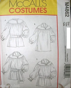 Misses' Men's McCall's 4862 Renaissance Costume Pattern Poets Shirt UNCUT 34-44 - Picture 1 of 2