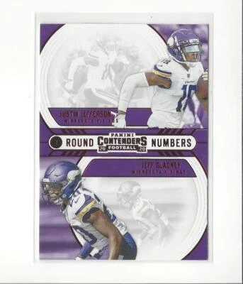 2020 Contenders Round Numbers Ruby #7 Jeff Gladney/Justin Jefferson RC Vikings  - Image 1 of 2