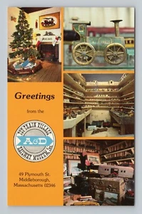 Toy Train Village A&D Eisenbahnmuseum Middleborough MA UNP Chrom Postkarte N13 - Bild 1 von 2