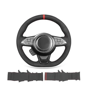 Hand Stitch Custom Black Suede Steering Wheel Cover for Suzuki Swift 2008-2021 - Picture 1 of 10