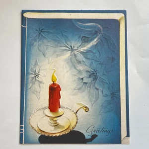 Vintage 1940s Embossed Candle Design Christmas Card by An Artistic Design Litho - Picture 1 of 11