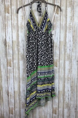 Vestido Halter Asimétrico Anthropologie Ella Moss Negro Verde M Mediano Nuevo con Etiquetas $178 Foto 1 de 4