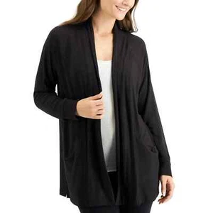 Alfani Women's Sz M Long Sleeves Open Front Duster Sleep Lounge Wrap w/ Pockets - Picture 1 of 6