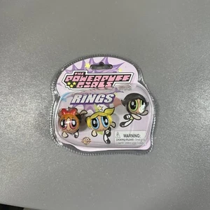 Vtg Powerpuff Girls Rings Set Blossom Bubbles Buttercup 1999 Cartoon Network NEW - Picture 1 of 5