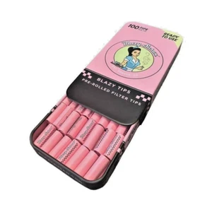 PINK - Blazy Susan Pre Rolled Filter Tips 100ct/Tin - Reusable Tin Case - NEW - Picture 1 of 2