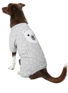 Wag-A-Tude Puppy Dog Fashion Gray Polar Bear Face Pajama Size L 21"-24" - Picture 1 of 5