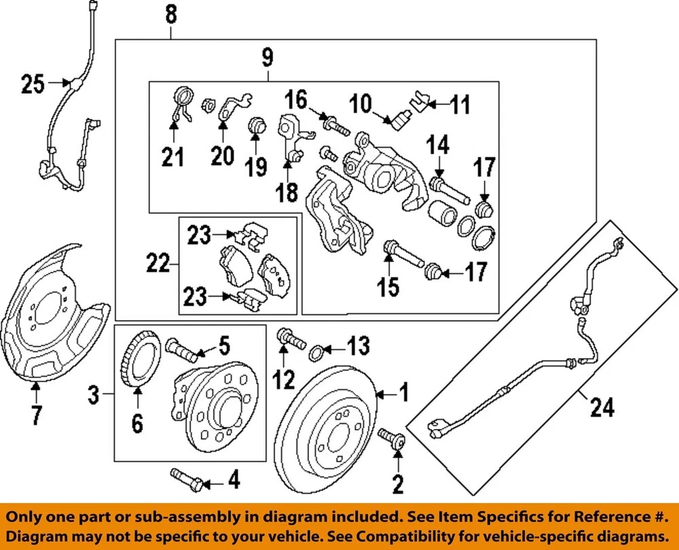Componentes de freno de suspensión trasera acento HYUNDAI OEM 12-17 - Pastillas de freno 583021RA30 Foto 1 de 1