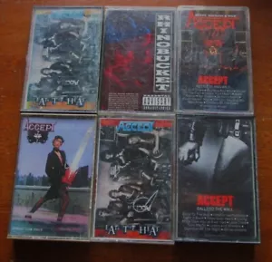 Heavy Metal Cassette Tape Lot of 6 Accept & Rhino Bucket Play Great! - Picture 1 of 4