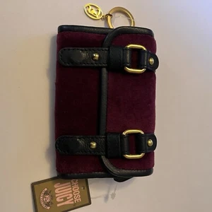 New Juicy Couture Wallet Velour Credit Card Holder Key Burgundy Red Retail $68 - Picture 1 of 15