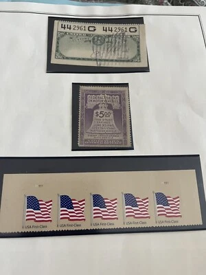 USA Stamps With FEDERAL USE TAX $5.00/ 1945,customs Service,flags First Class - Image 1 of 4