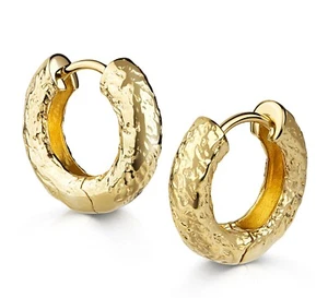 925 ECHT SILBER vergoldet  ***  Creolen Ohrringe gehämmert 17,5 mm Ø - Picture 1 of 4