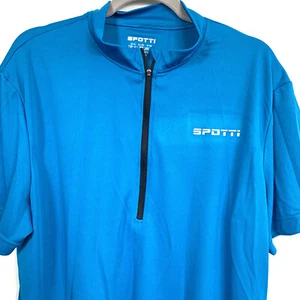 SPOTTI Blue Cycling Jersey Men's Size XL zip front with 3 pouches, Gripper *EUC - Picture 1 of 4