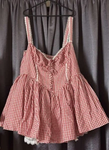 SHEIN RED/WHITE GINGHAM A LINE PETTICOAT DRESS SIZE 4XL (broken zip!) - Picture 1 of 7