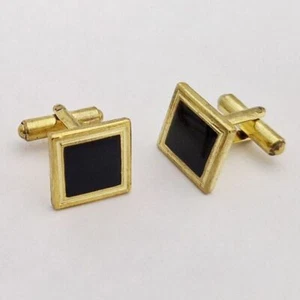 Gold and Black Cufflinks Wedding Events Suit Shirt Black Tie Event - Picture 1 of 7