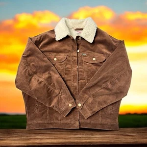 Chaqueta para hombre Wrangler Sherpa forrada de pana Trucker Monk’s Robe marrón talla mediana - Imagen 1 de 8