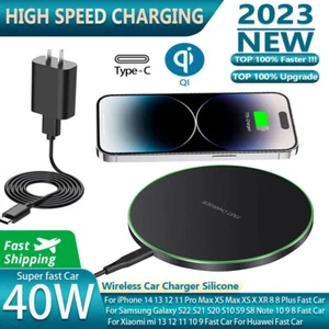 40W Wireless Fast Charger Pad Mat For Apple iPhone 15 14 13 12 11 Pro Max XS SE - Picture 1 of 15
