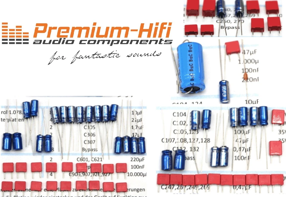 PREMIUM-HIFI Juego de condensadores, juego completo sin caja de carga para Studer Revox A50, A78