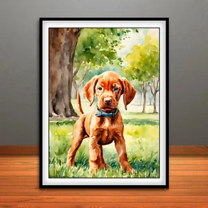 Vizsla Puppy Print, Poster, Dog Wall Art, Animal Decor - Picture 1 of 1