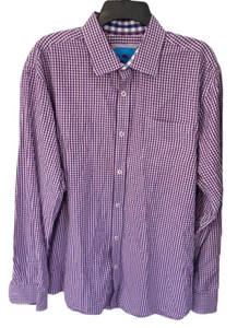 Park West Mens Button Down Shirt Size XL Purple Check - Picture 1 of 4