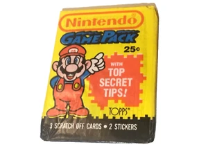 1989 Nintendo Topps Game Pack Scratch off Cards Sticker Sealed 25 Cent Wax Pack - Bild 1 von 2