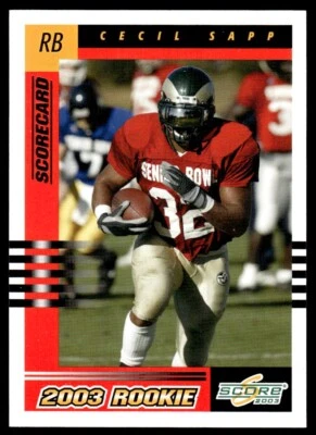 2003 Score Cecil Sapp Rookie /500 Denver Broncos #291 - Image 1 of 2
