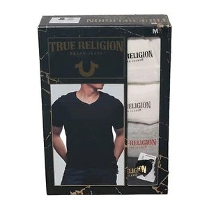 True Religion T-Shirts 4er Pack V-Ausschnitt Herren Medium (38-40) Baumwolle T-Shirts Mehrfarbig - Bild 1 von 8
