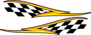 checkered flag & stripe racing vinyl graphics decal sticker set 5" x 22"yo - Foto 1 di 1