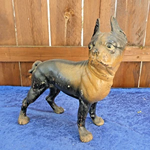 VINTAGE LARGE CAST IRON BOSTON TERRIER DOORSTOP HUBLEY STYLE DOG 10". ORIGINAL! - Picture 1 of 7