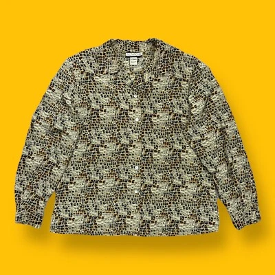 Vtg Snakeskin Print Shirt Long Sleeve Button Down Top 80s 90s Womens Large - Image 1 of 4