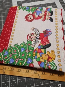 Vintage Raggedy Ann & Andy Christmas Border Daisy Kingdom #1758 Fabric 2 Yards - Picture 1 of 7