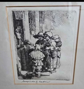 Rembrandt Etching Print “Beggars Receiving Alms” Printed at Rembrandt House 2005 - Picture 1 of 4