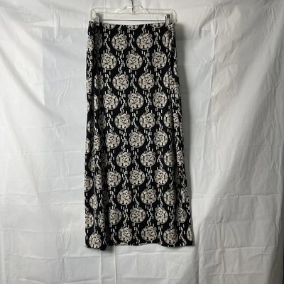 Falda Liz Claiborne Mujer 3X Negra Beige Floral Maxi Pull On Modesta Oficina Foto 1 de 4