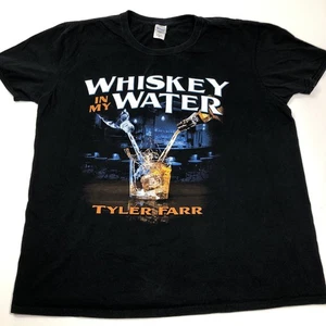 Tyler Farr Whiskey In My Water Tour Dbl Sided XL Black T Shirt Country Band Tee - Picture 1 of 8