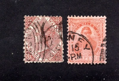 New South Wales 1871-88 group of stamps SG#214ba+255e used CV=16.8$ - Image 1 of 2