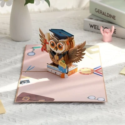 Pop-Up Graduation Card 3D Card Owl for Graduation, Congratulations Passing Exam - Image 1 of 4