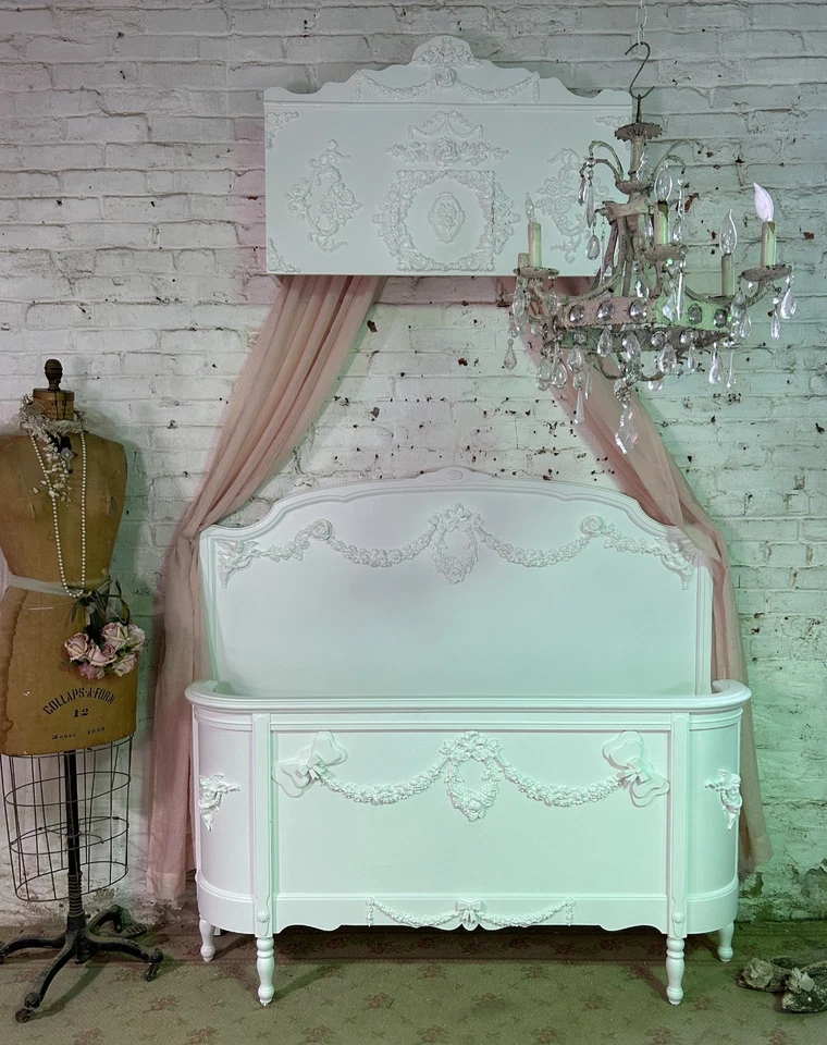 Cama completa única pintada Cottage Shabby Chic Foto 1 de 4