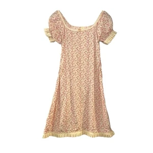 Vintage 1970s Hand Made Girl’s M Prairie Cottage Core Floral Print Dress Pleated - Picture 1 of 7