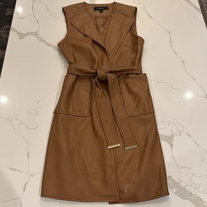 Cárdigan plumero sin mangas de cuero sintético vegano Marc New York para mujer talla XS marrón - Imagen 1 de 18