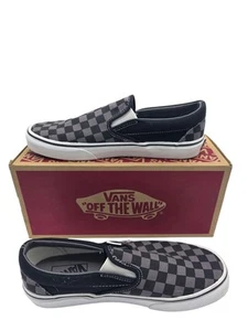 Vans Classic Slip-On Shoes Black/Pewter Checkerboard Men's Size 7 Women Size 8.5 - Picture 1 of 10