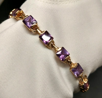 Ross Simons Pink Ruby/Amethyst ? Sterling Silver 925 Tennis Bracelet  7-3/4'' - Image 1 of 4