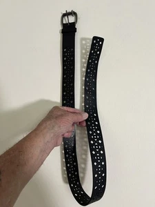 Nanette Lepore Black Genuine, Leather Brush Buckle Size M Excellent Condition - Picture 1 of 7