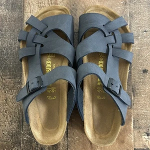 Birkenstock Pisa Sandals Size 41/10 Navy Blue Leather Slingback Comfort Cork  - Picture 1 of 23