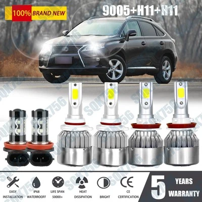 Kit combinado de faros LED blancos altos bajos + luces antiniebla 6 piezas para Lexus RX350 2010-2015 Foto 1 de 4