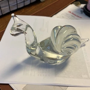 Crystal Snail Figurine 1950s Murano Style Pilgrim Glass Paper Weight - Picture 1 of 3