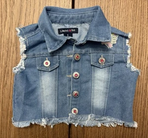 Limited Too Girls Button Up Denim Jean Vest Love Size 5 - Picture 1 of 5