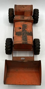 Vintage 1950's Structo End-Loader Tractor Toy Pressed Steel Orange #1256 Metal - Picture 1 of 18